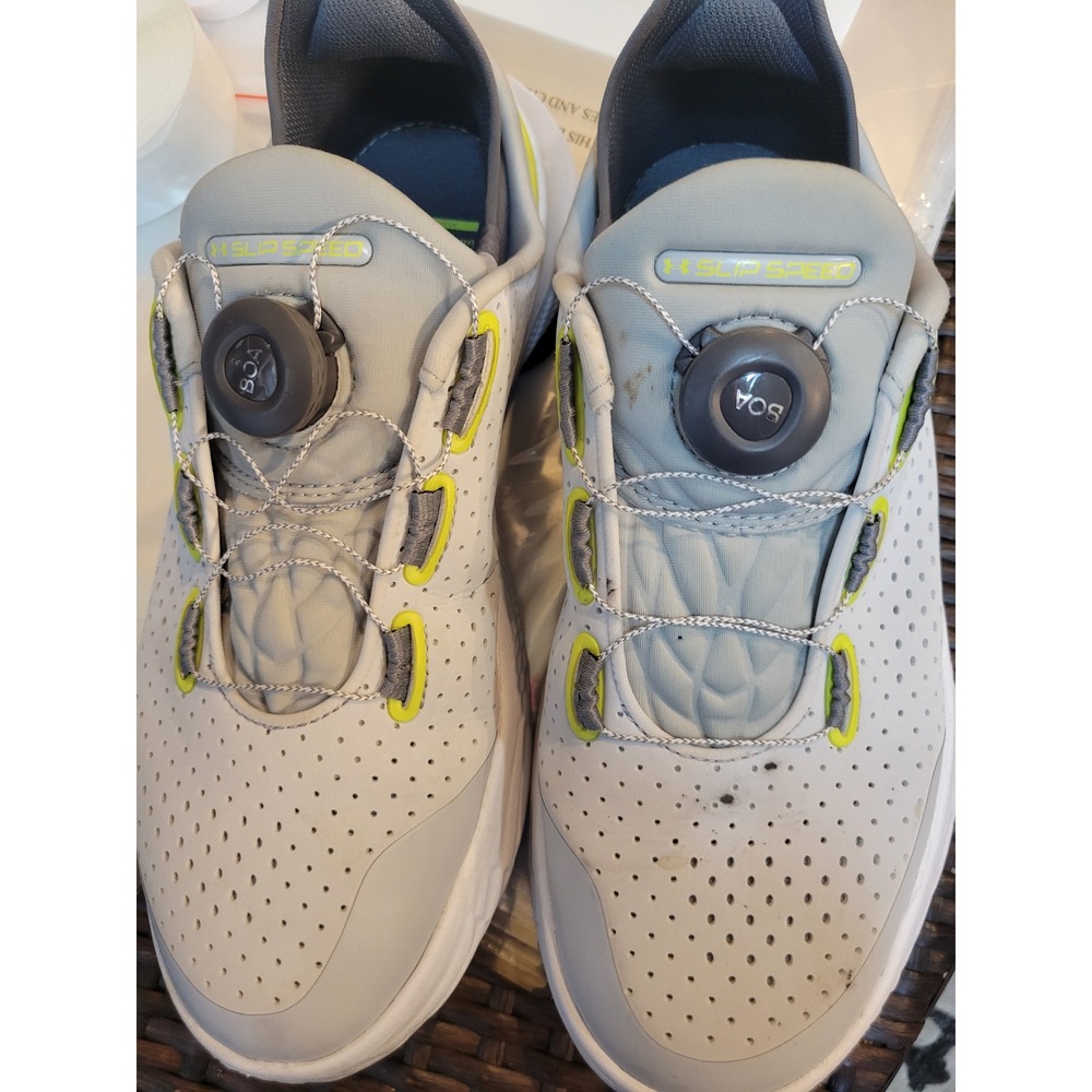 Under Armour SlipSpeed Training‎ Shoes Gray Yellow BOA 3026108 Mens 8 Womens 9.5
